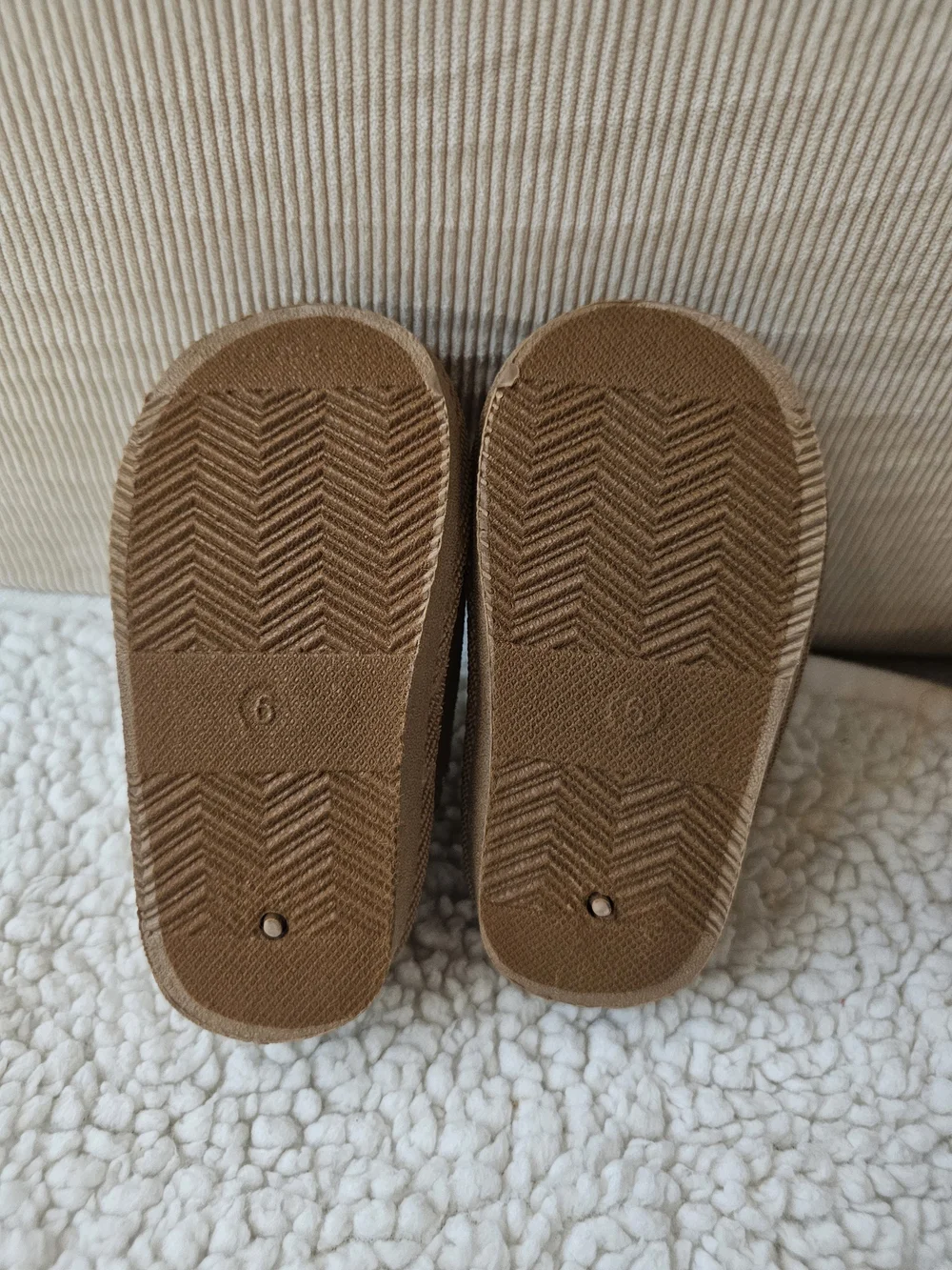 First Steps Kids Tan Slip-On Cozy Slippers